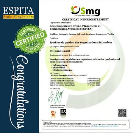 ESPITA certifiée ISO 21001:2018